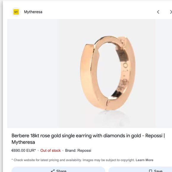 REPOSSI Mini Berbère 18K Rose Gold Huggie Earring - Picture 4 of 14